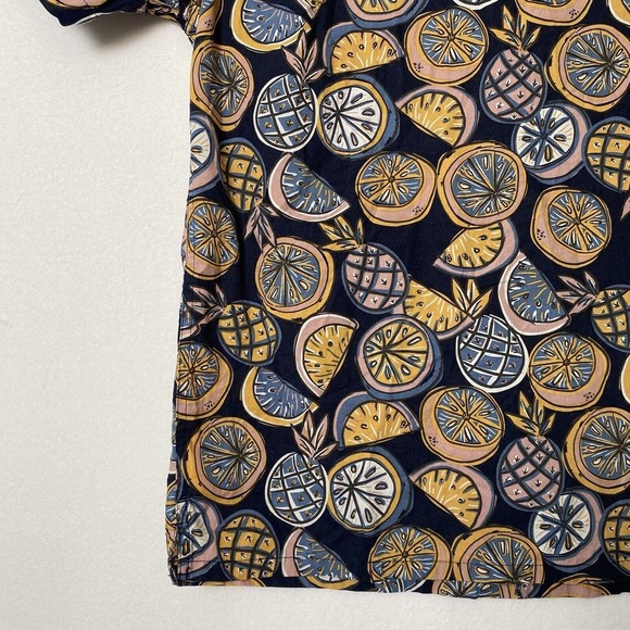 Junk Food Clothing Art Style Navy Pineapple Fruit Button Front Men Shirt Size L - Picture 13 of 16